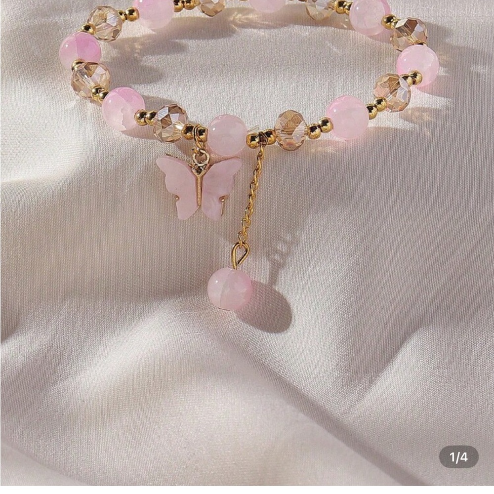 Elegant Pink Butterfly Charm Bracelet